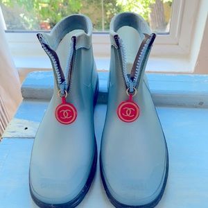 COPY - Vintage Chanel baby blue rain boots